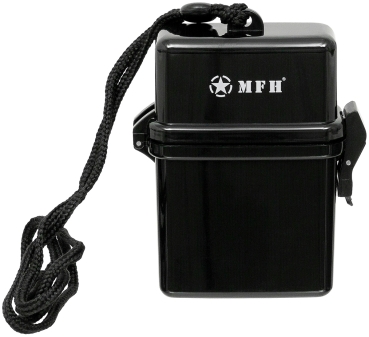 Wasserdichte Geocache Box schwarz mit Band – Cachebehälter Small