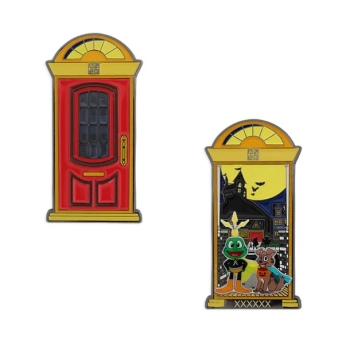 Trick-or-Treat-Geocoin-Set (2 Trackables) – Rote Tür