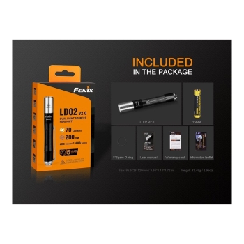 Fenix LD02 V2.0 LED Taschenlampe weißes + UV Licht
