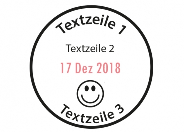 Round date stamp with picture and text - 30mm