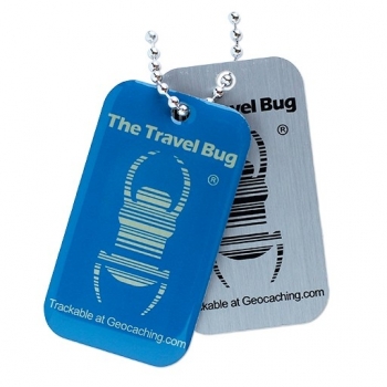 Geocaching QR Travel Bug® - Blau / Glow in the Dark