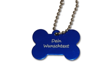 Trackbarer Anhänger: Dog Tag Bone mit Wunschtext