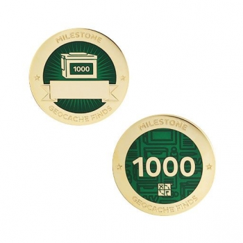 Milestone Geocoin und Tag Set - 1000 Finds