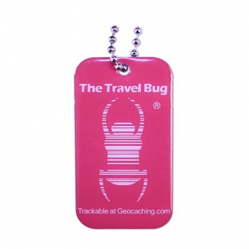 Geocaching QR Travel Bug® - Atomic Pink / Glow in the Dark