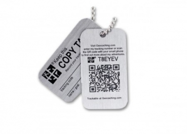 BLUE Geocaching QR Travel Bug® - Glow in the Dark