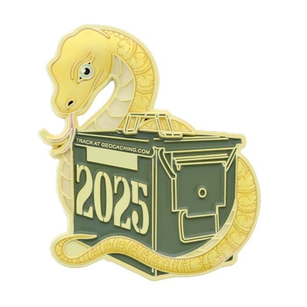 Year of the Snake 2025 Geocoin - Satin Gold