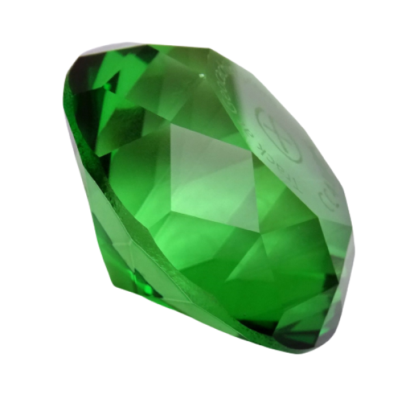 4 cm glass diamond - green