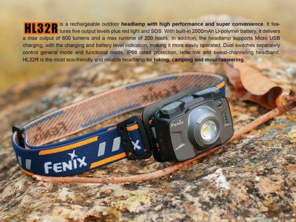 Fenix HL32R Rechargeable LED Headlamp grey