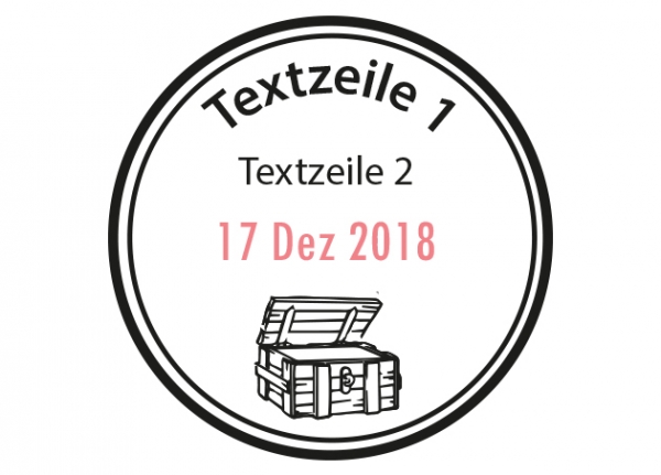 Round date stamp with picture and text - 30mm