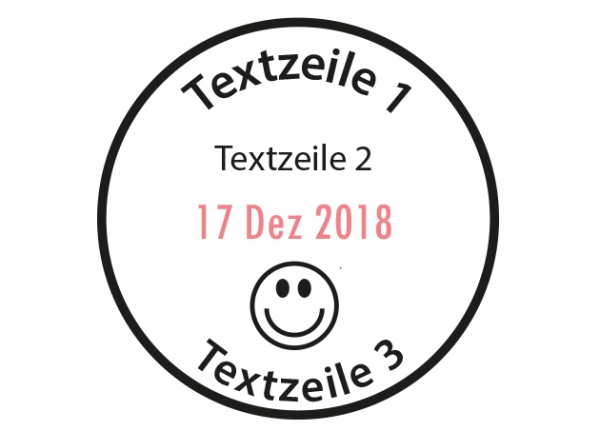 Round date stamp with picture and text - 30mm