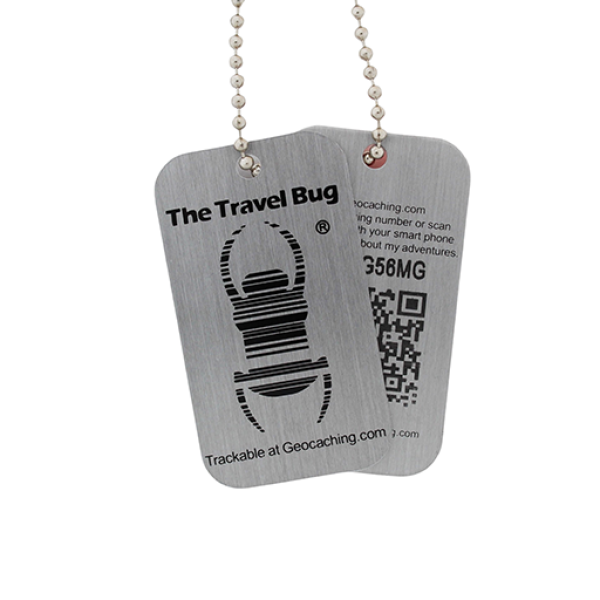 Geocaching QR Travel Bug® - Orange / Glow in the Dark