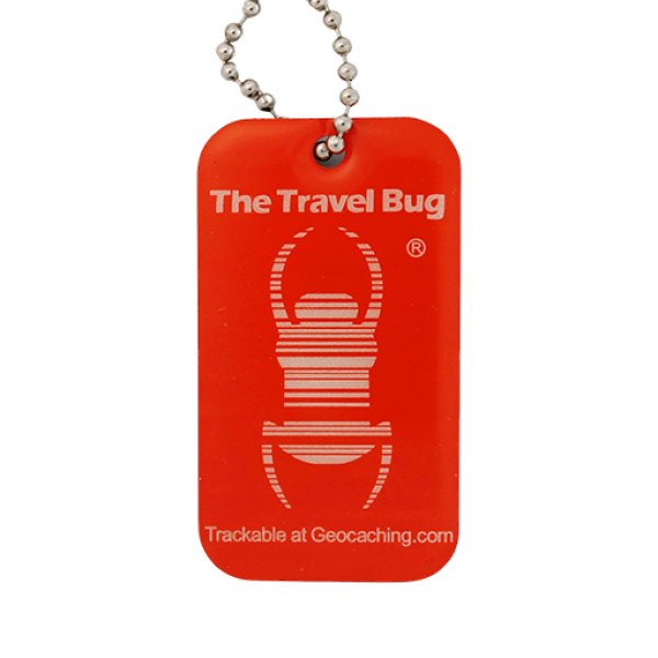 Geocaching QR Travel Bug® - Orange / Glow in the Dark