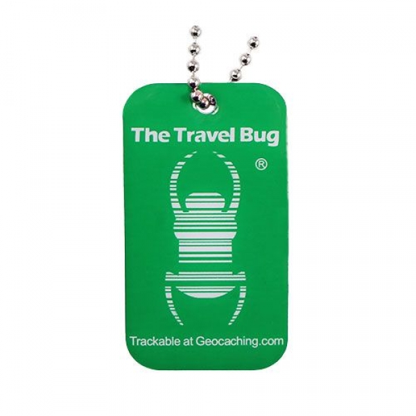 GREEN Geocaching QR Travel Bug® - Glow in the Dark
