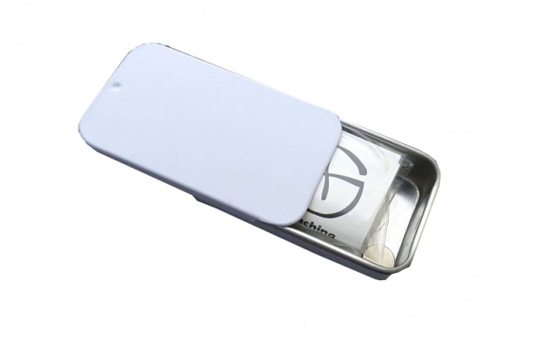 Flat magnetic metal can - white